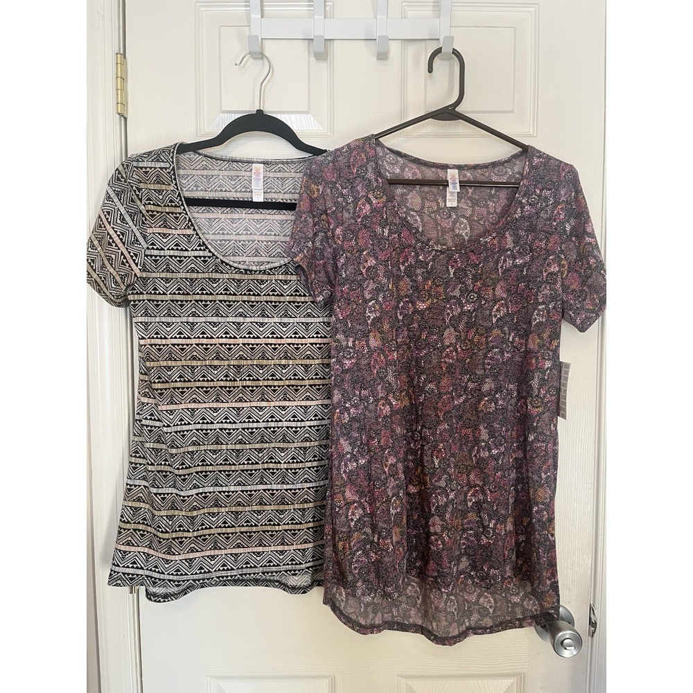 Lularoe Classic T NWT Set Of 2 Short Sleeve Patterned Colorful Women's Shirts S